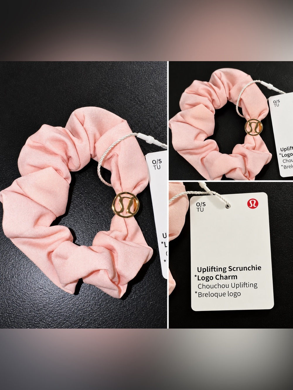 lululemon athletica Pink Uplifting Logo Charm Scrunchie